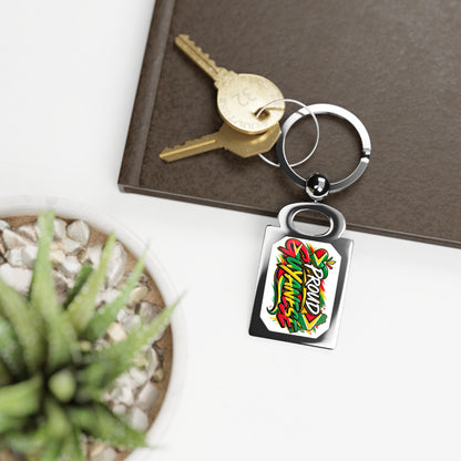 Proud Jamaican Graffiti Rectangle Keyring — Metal Photo Keychain