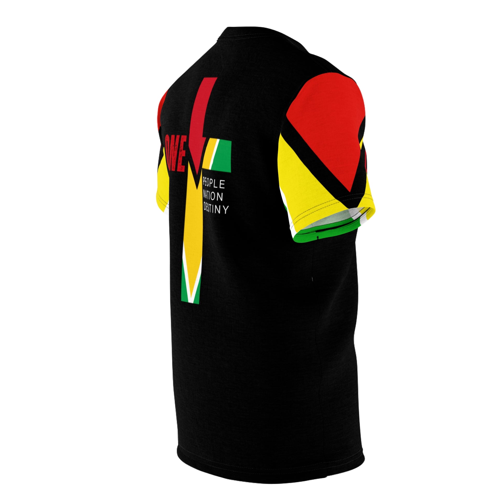 Guyanese Swag One People Cross Black Short Sleeve Men Guyana Flag T-Shirt.