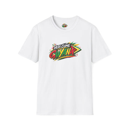 Guyana Pride T-Shirt — "Here Come Guyana" Colorful Island Graphic Tee