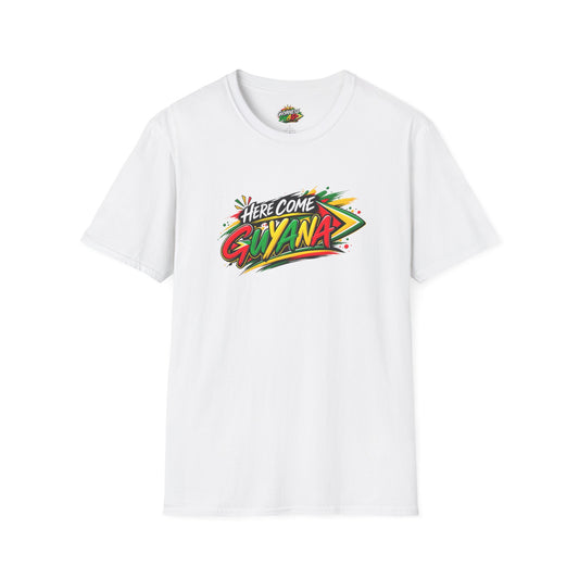 Guyana Pride T-Shirt — "Here Come Guyana" Colorful Island Graphic Tee