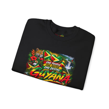 Guyana Flag Crewneck Sweatshirt — One People, One Nation Graphic