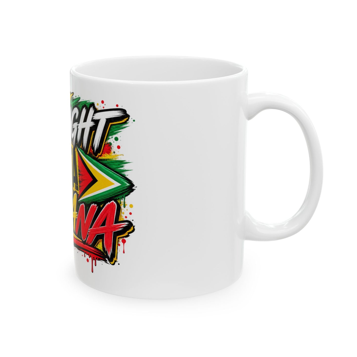 Straight Outta Guyana Ceramic Mug – Colorful Guyanese Pride Coffee Cup (11oz, 15oz)
