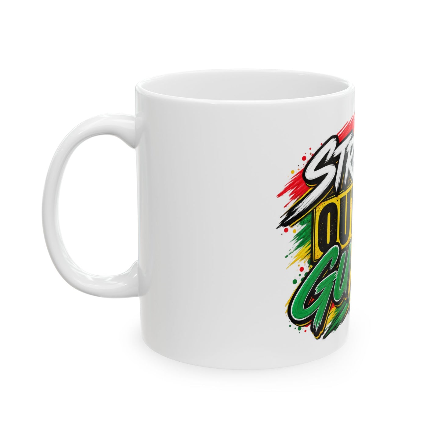 Straight Outta Guyana Ceramic Mug – Colorful Guyanese Pride Coffee Cup (11oz, 15oz)