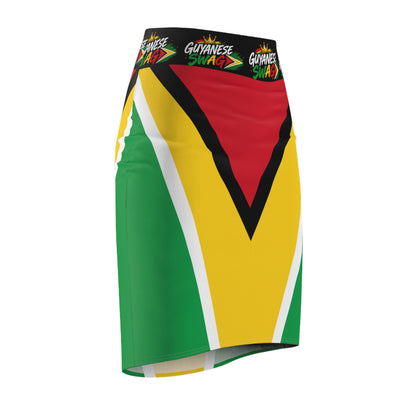 Guyana Flag Pencil Skirt - 'Guyanese Swag' Patriotic AOP Midi