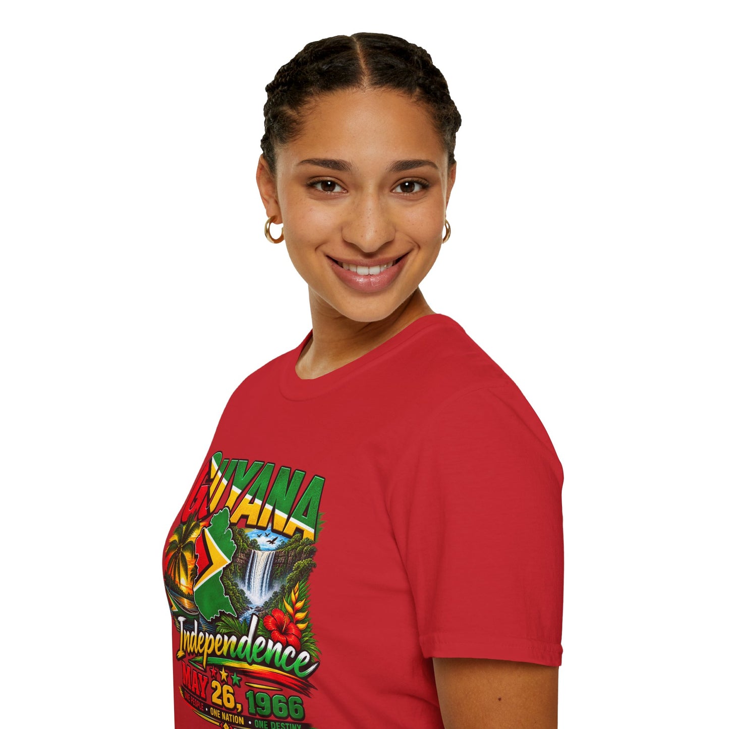 Guyana Independence T-Shirt — May 26, 1966 Retro Flag & Waterfall Tee
