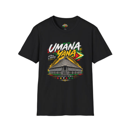Umana Yana T-Shirt — Guyana Traditional Hut Design, "A Place of Meeting"