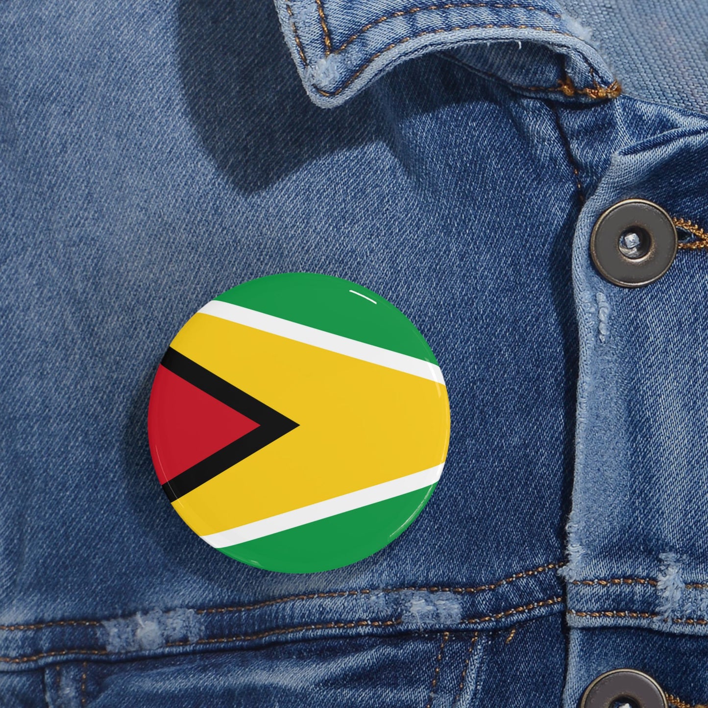 Guyana Flag Round Pin — Patriotic Lapel Button