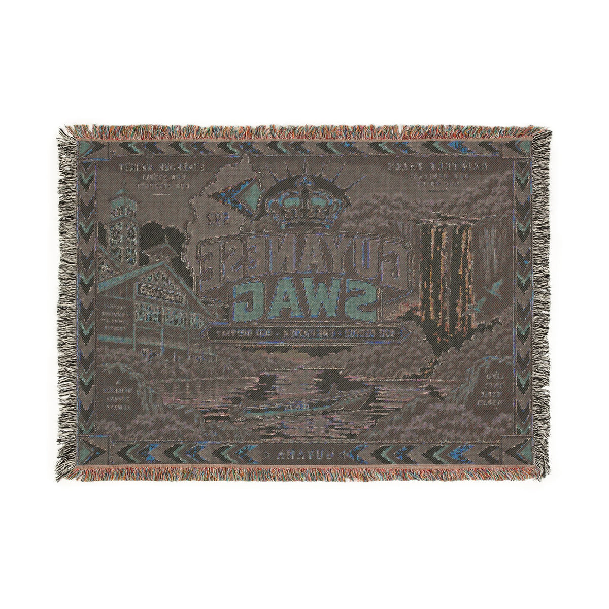Guyana river and waterfall cotton throw blanket