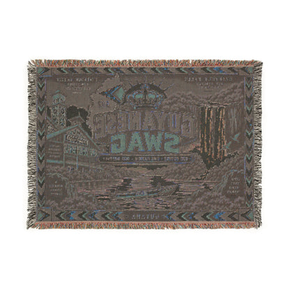 Guyana river and waterfall cotton throw blanket