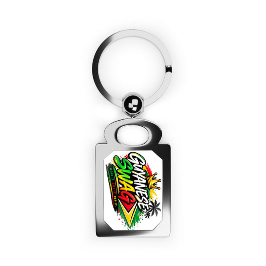 Rectangle Photo Keyring — "Gwanese Swag" Reggae Chrome Keychain