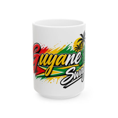 Guyana Swag Ceramic Mug — Colorful Guyanese Flag Design (11oz, 15oz)