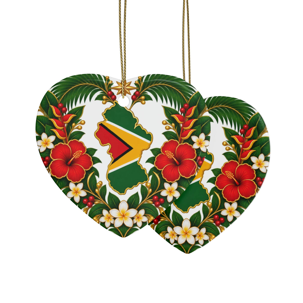 Guyana Ceramic Christmas Ornament – 5 Shapes & Multipacks