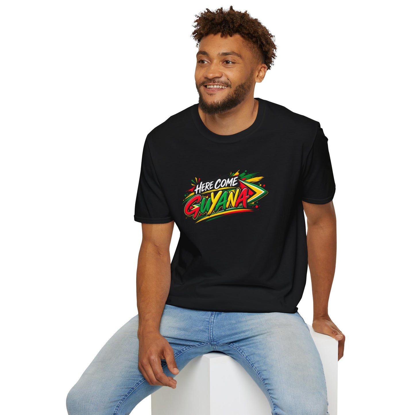 Guyana Pride T-Shirt — "Here Come Guyana" Colorful Island Graphic Tee