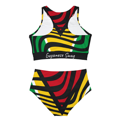 Guyana Flag Sporty Bikini Set - High-Performance Athletic Swimwear.