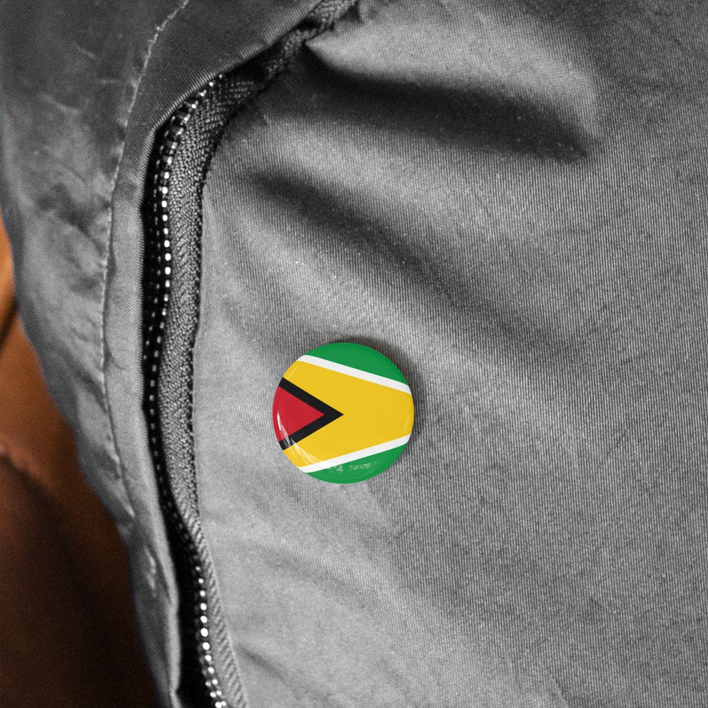 Guyana Flag Round Pin — Patriotic Lapel Button