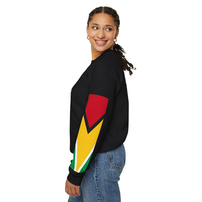Guyana Crest Crewneck Sweatshirt — Guyanese Flag Sleeve Pullover