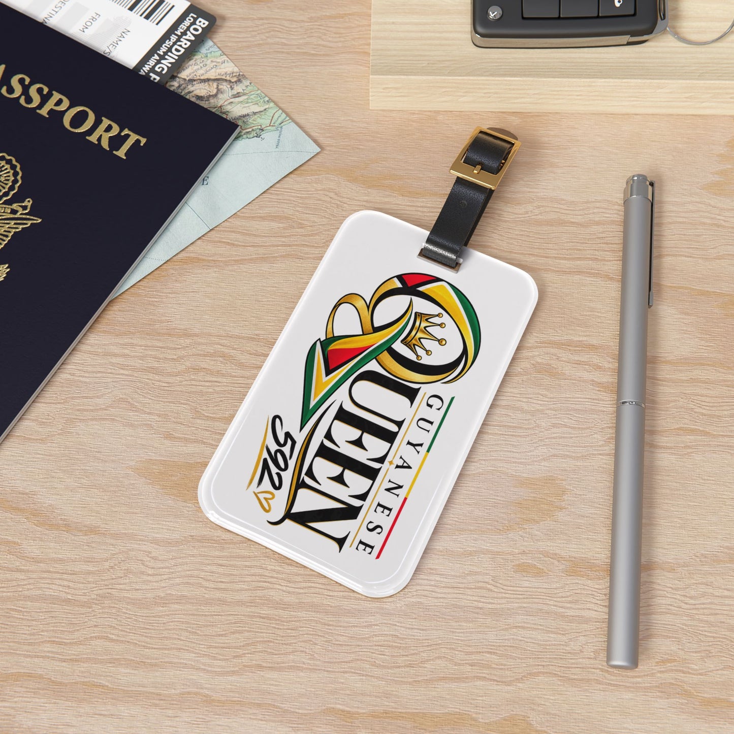 Guyanese Queen Luggage Tag — Reggae-Inspired Flag Design