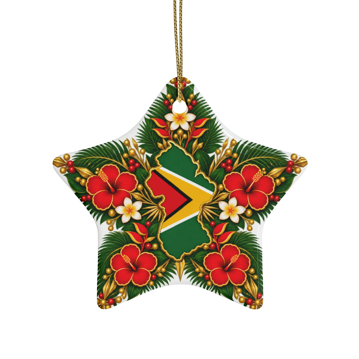Guyana Ceramic Christmas Ornament – 5 Shapes & Multipacks