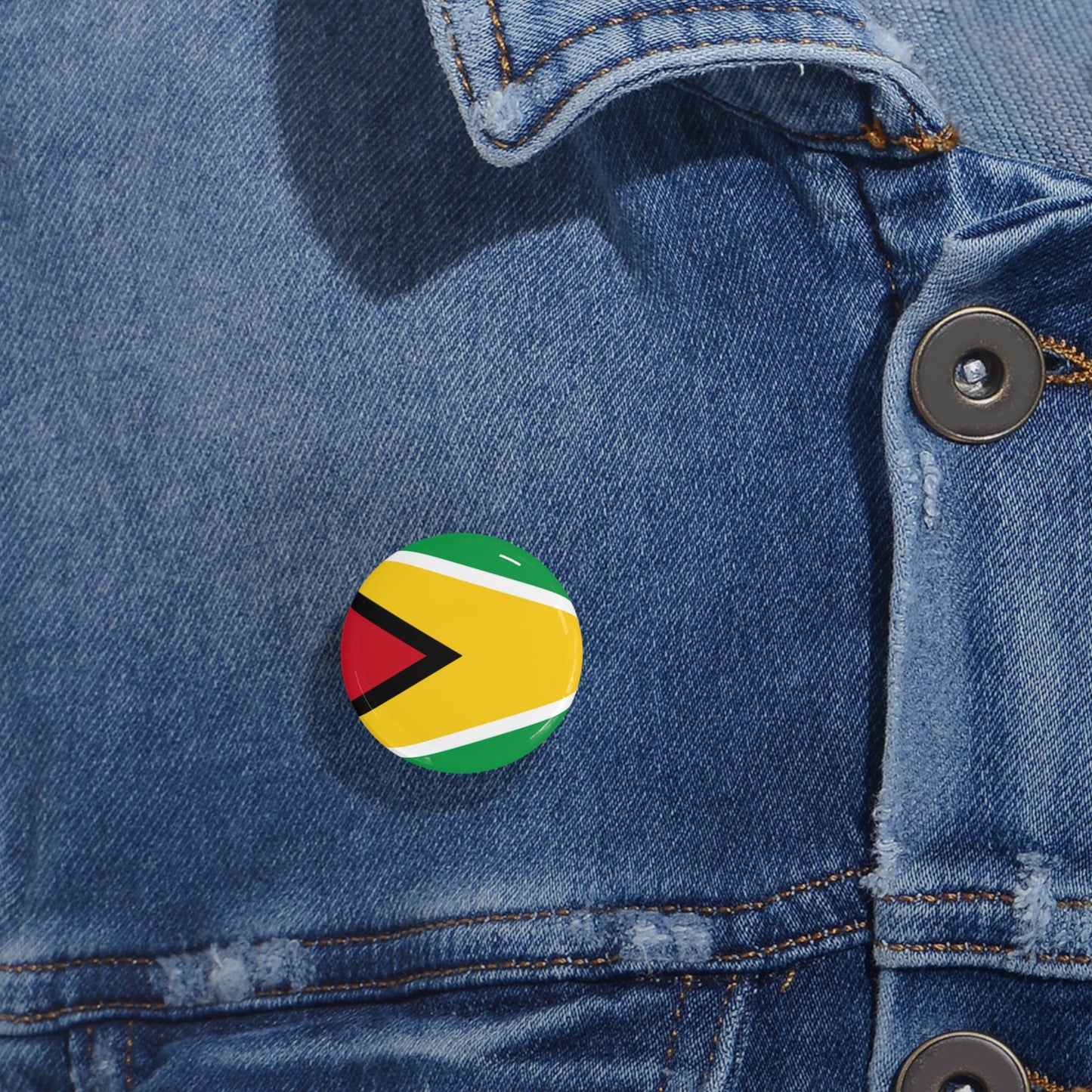 Guyana Flag Round Pin — Patriotic Lapel Button