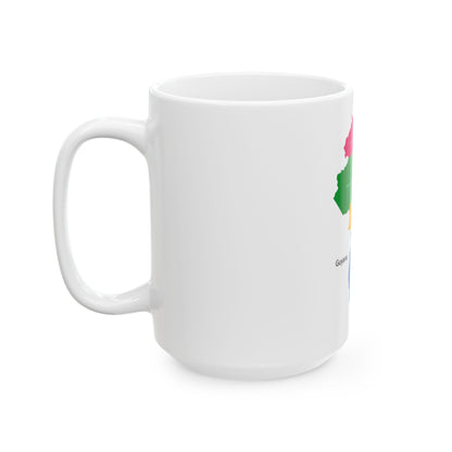 Guyana Regions Map Ceramic Mug — Colorful Labeled Map, 11oz & 15oz