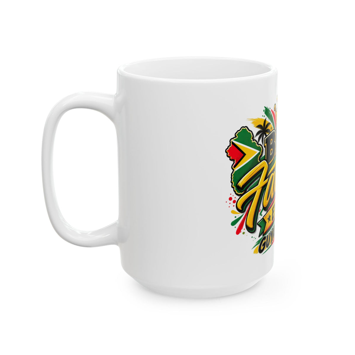 Best Father Ever Guyanese Swag Mug, mug shown on a table