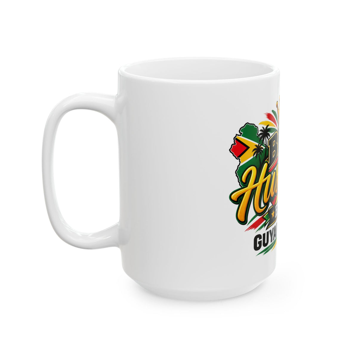 Best Husband Ever Guyanese Swag Mug, mug shown on a table