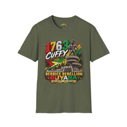 Cuffy 1763 Guyana Unisex T-Shirt, green shirt front view