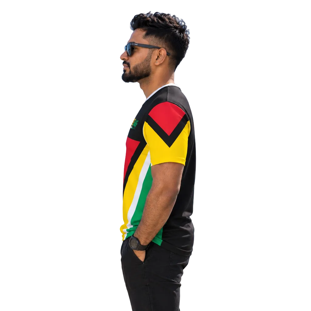 Guyanese Swag All-Over Print Tee — Guyana Flag & Coat of Arms Design