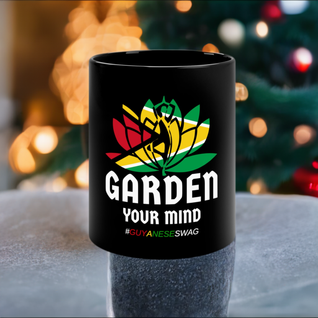 "Garden Your Mind" 11oz Black Mug by Guyanese Swag.