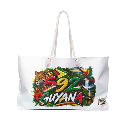Guyana 592 Graphic Weekender Bag in 24" × 13", front product view