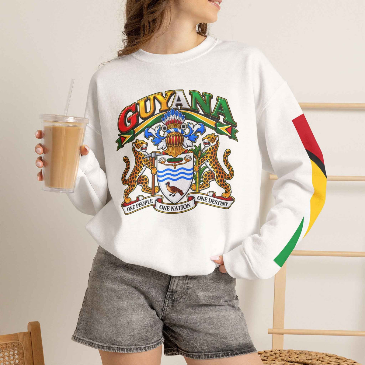 Guyana Crest and Flag Crewneck Sweatshirt, alternate product view 6