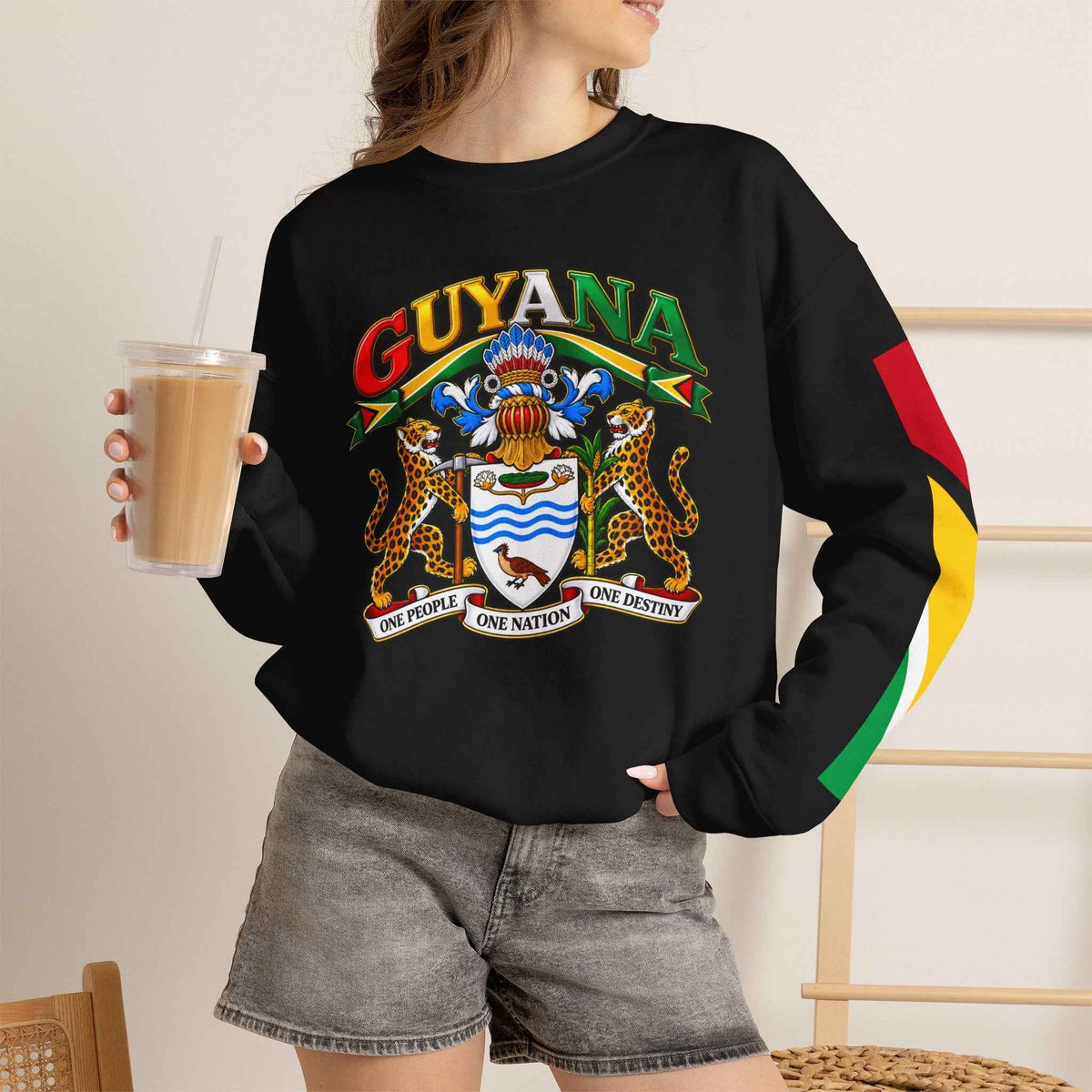 Guyana Crest and Flag Crewneck Sweatshirt, alternate product view 13