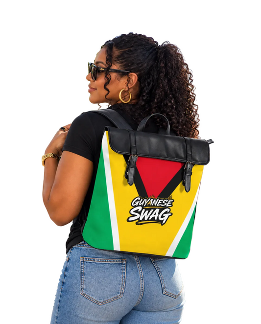 Guyana Flag Canvas Flap Backpack, alternate product view 5