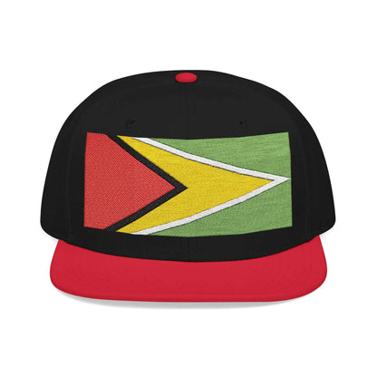 Guyana Flag Embroidered Snapback Hat in Black, front product view