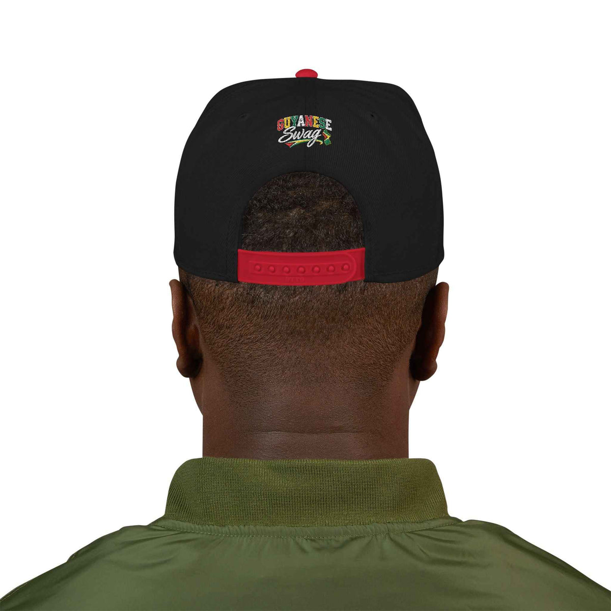 Guyana Flag Embroidered Snapback Hat, alternate cap view, reference view 8