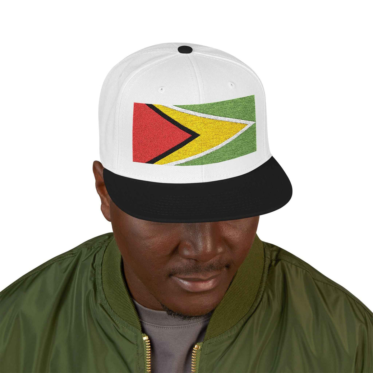 Guyana Flag Embroidered Snapback Hat, alternate cap view, reference view 16
