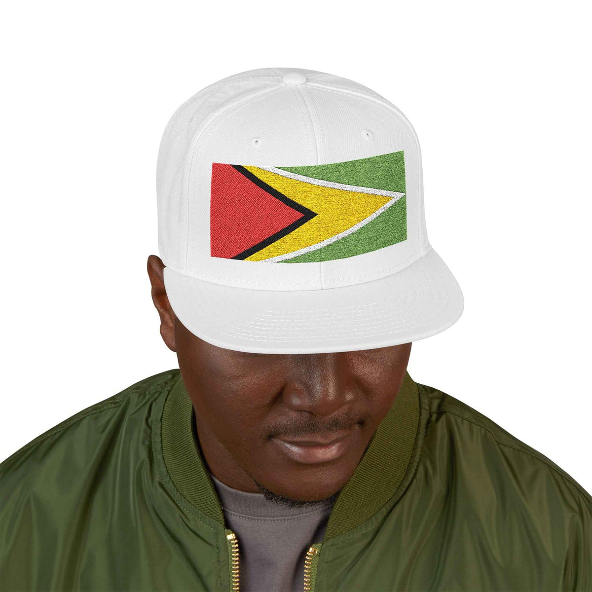 Guyana Flag Embroidered Snapback Hat, alternate cap view, reference view 21