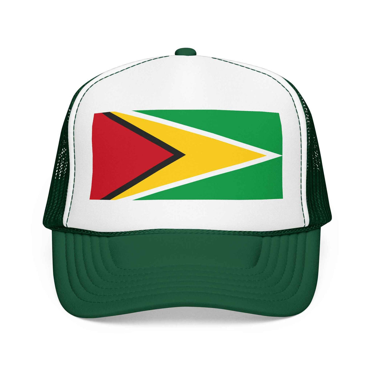 Guyana Flag Foam Trucker Hat in Kelly, front product view