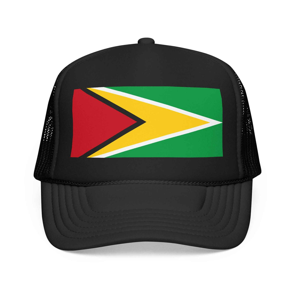 Guyana Flag Foam Trucker Hat in Black, left side view
