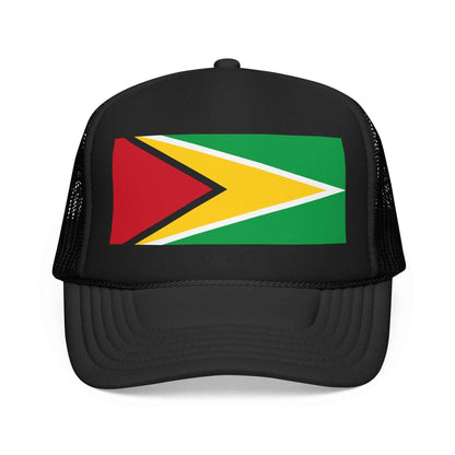 Guyana Flag Foam Trucker Hat in Black, left side view