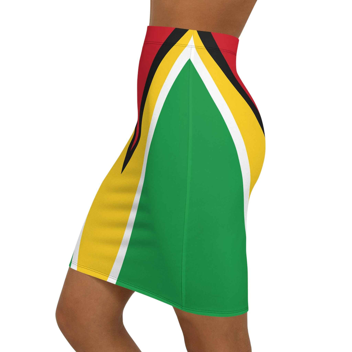 Guyana Flag Geometric Pencil Skirt, alternate product view 3