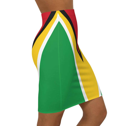 Guyana Flag Geometric Pencil Skirt, alternate product view 4