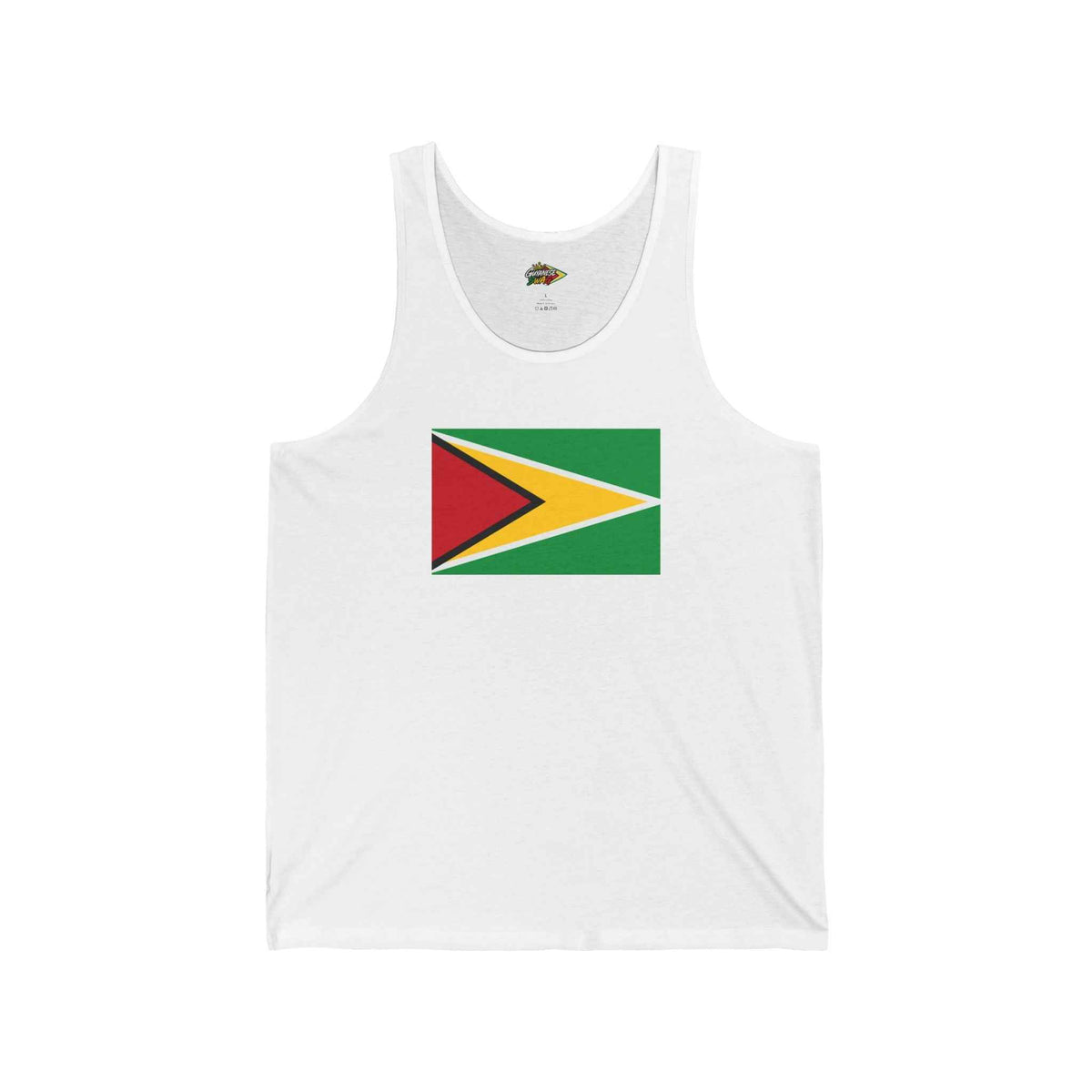 Guyana Flag Jersey Tank Top in White, front product view