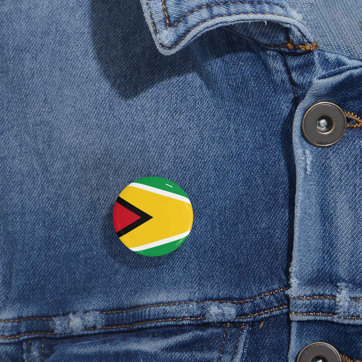 Guyana Flag Round Button Pin, alternate product view 12