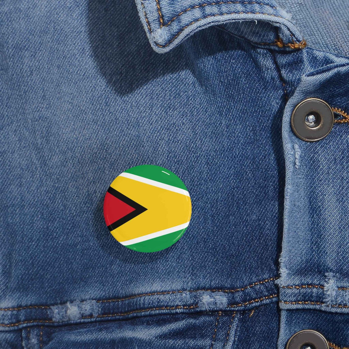 Guyana Flag Round Button Pin, alternate product view 17