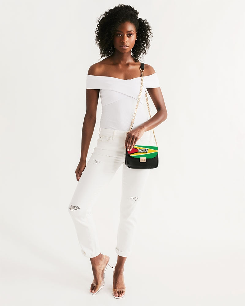 Guyana Flag Small Faux Leather Shoulder Bag, alternate product view 4