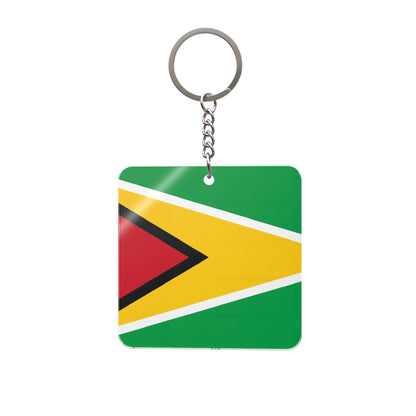 Guyana Flag Square Acrylic Keychain in Transparent, front product view