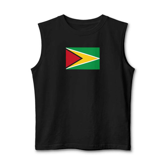Guyana Flag Unisex Muscle Tank Top in Black, back view