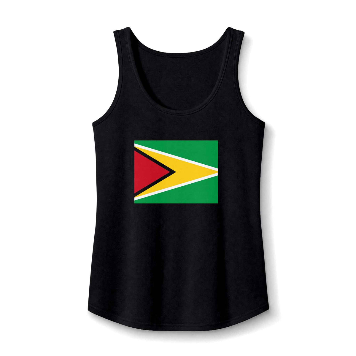 Guyana Flag Women's Cotton Tank Top in Jet Black, back view