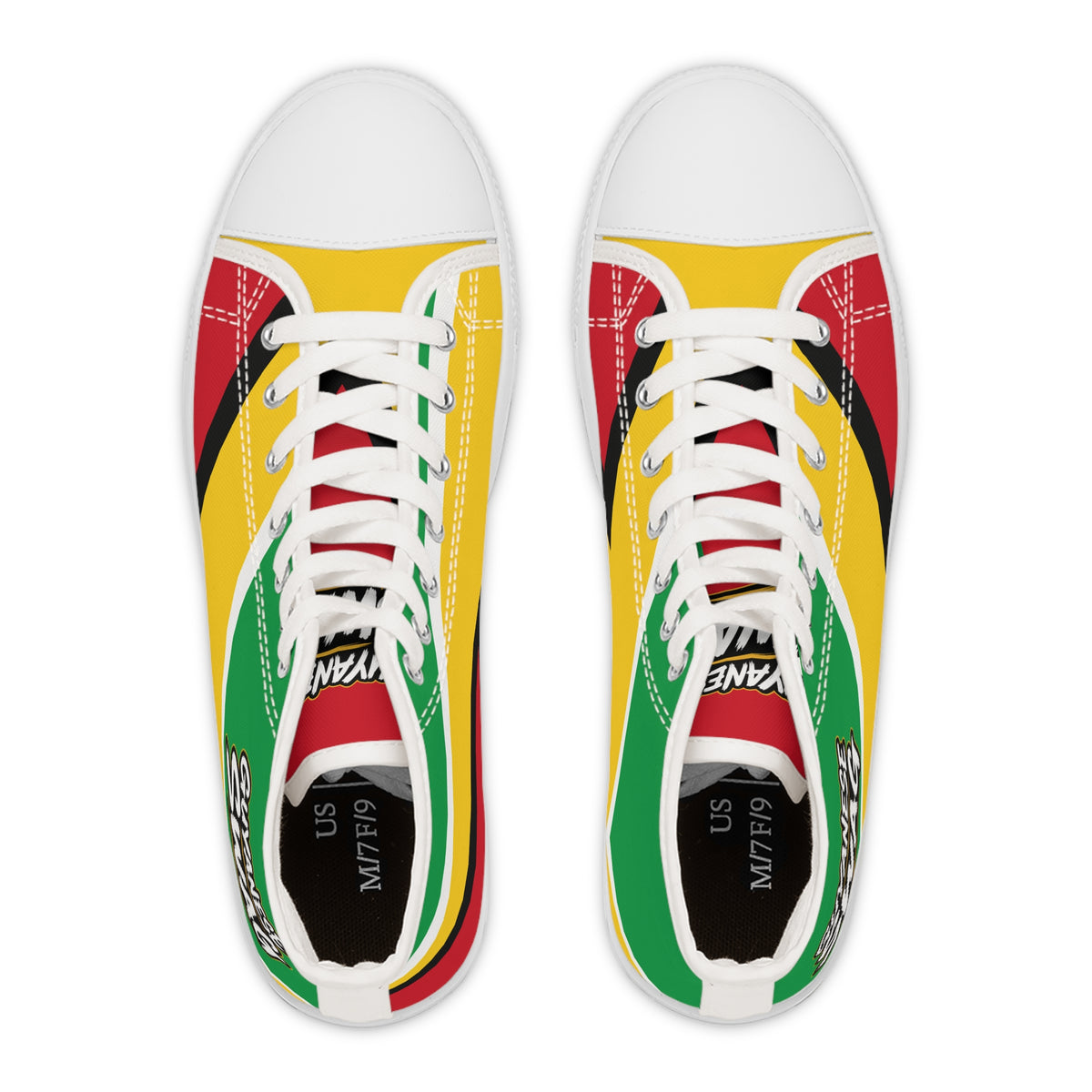 Guyana Flag Women's High Top Sneakers, alternate product view 9